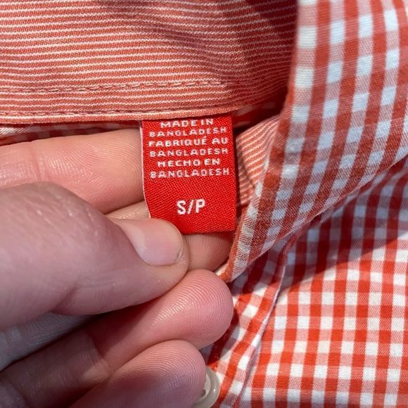 Izod Orange Check Button Down Shirt - Picture 4 of 7